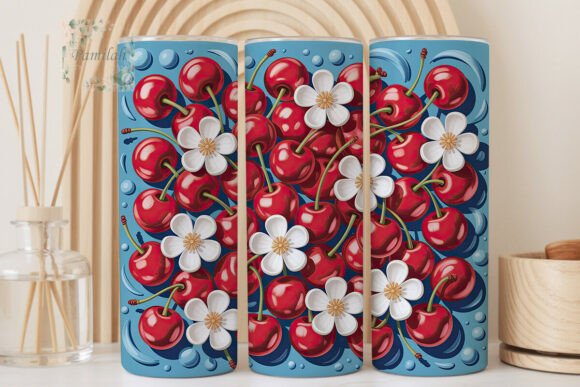Download Sweet Cherries Flowers 20oz Tumbler Wrap - Sweet cherries Collection