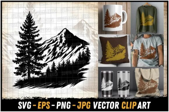Download Rugged Pine Tree Peak Nature Print SVG - Nature print Collection