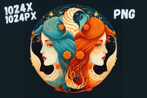 Download Gemini Zodiac Illustration Women Graphic - Premium Resources